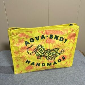 Set 2 Agua Bendita Handmade Tiger Zip Pouch Recycled Fabric NWOT $76